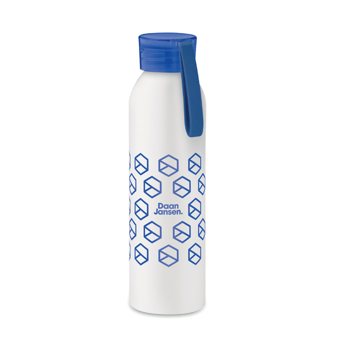 Aluminium Bottle in White with Blue Lid
