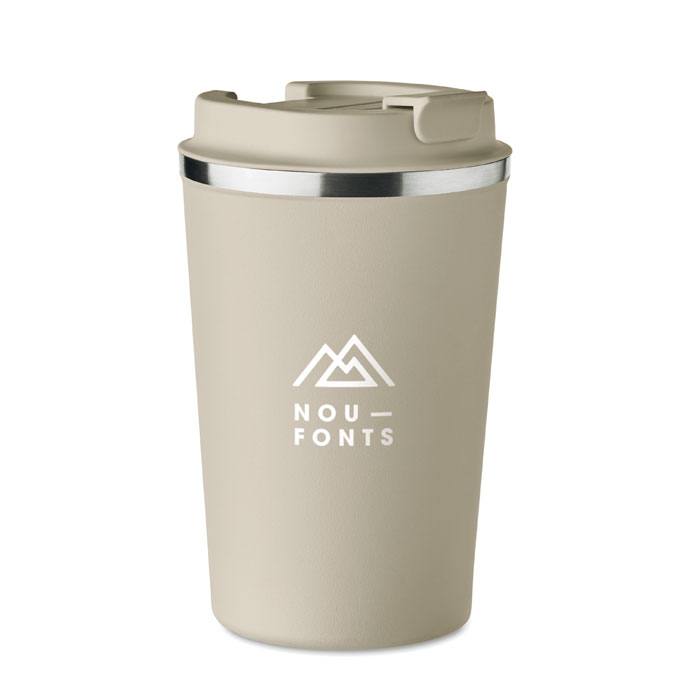 Reusable steel tumbler in beige