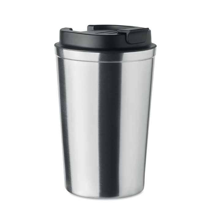 Reusable steel tumbler in silver