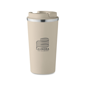 Show details for Brace+ Stainless Steel Tumbler Steel tumbler in beige with print