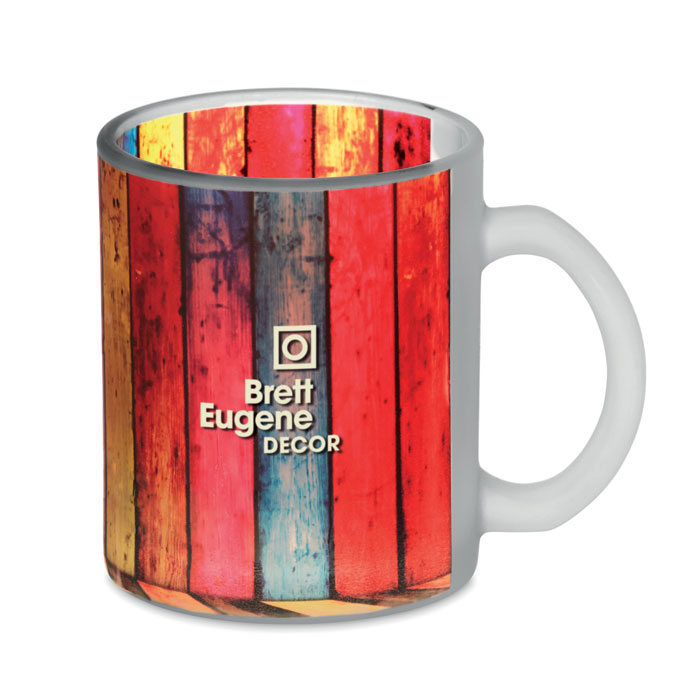 Sublimated matt glass mug with print