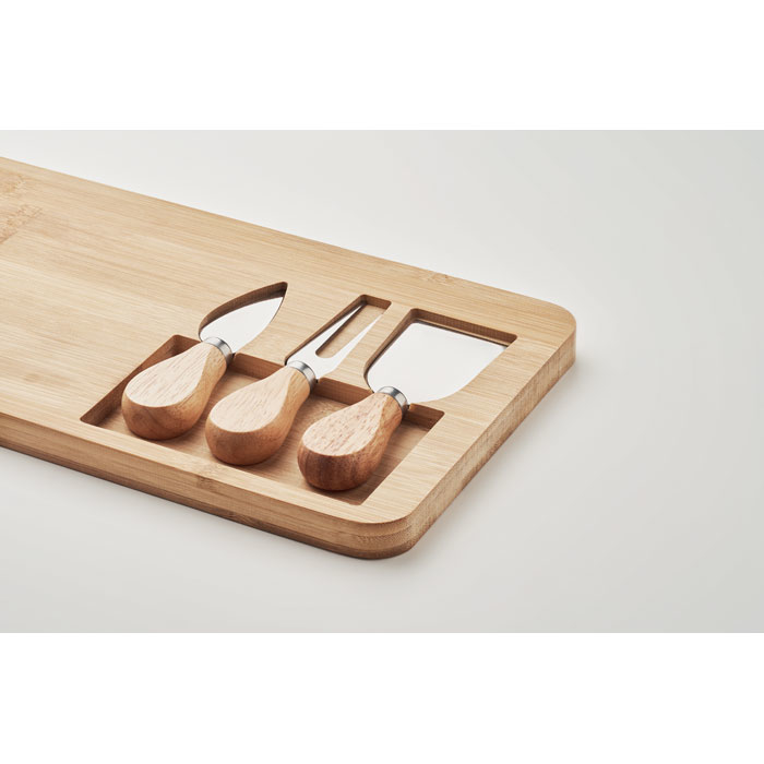 Bamboo Cheese Set Serving Board close up