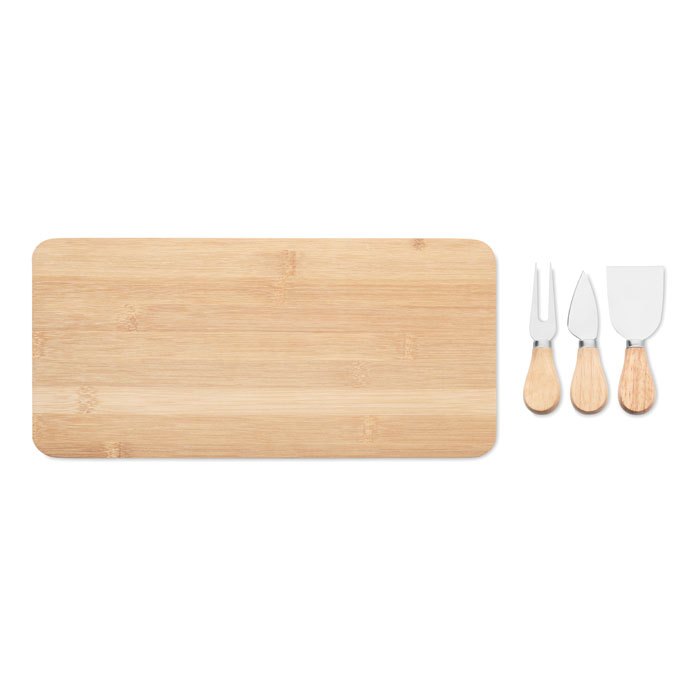 Bamboo Cheese Set Serving Board separate components