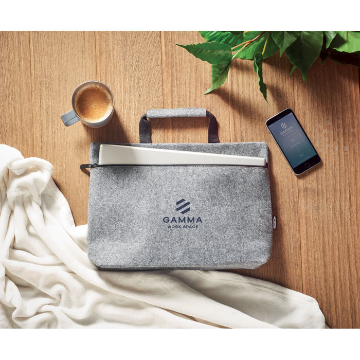 Tapla Laptop Bag in Grey on table