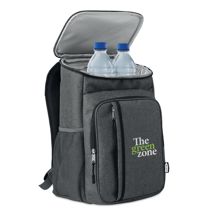 Black Picnic backpack with print and water