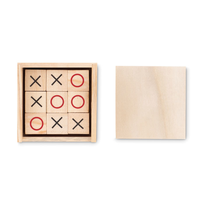 Wooden tic tac toe set birds eye view