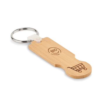 Bamboo key ring with euro token