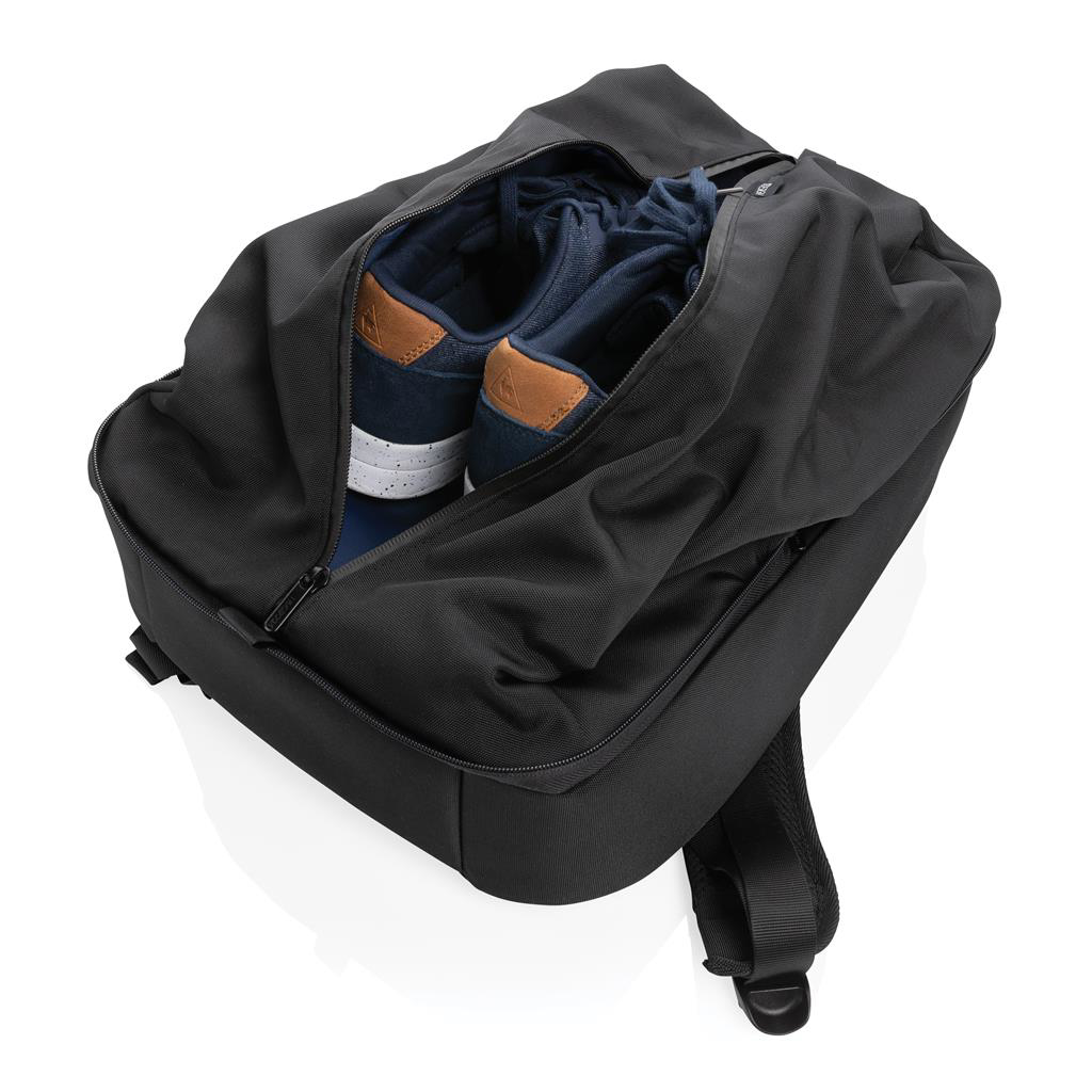 Flex Gym Bag open with gym bag attachment and shoes inside