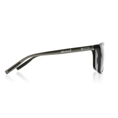 Black polarised sunglasses with print on arm