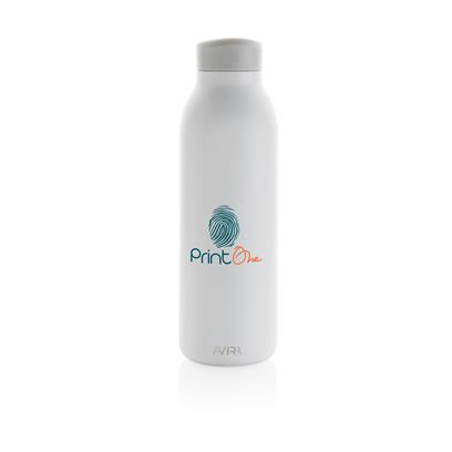 Printed stainless steel vacuum bottle in natural