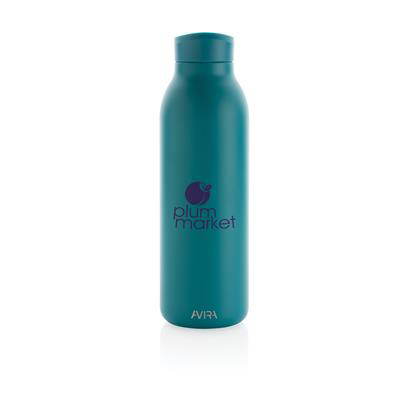 Printed stainless steel vacuum bottle in turquoise