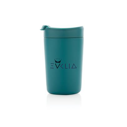 Turquoise steel tumbler with print