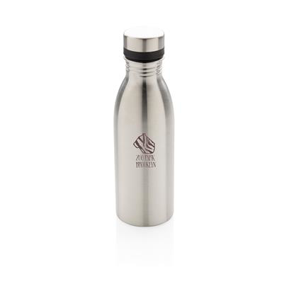 Navy Recycled Steel Deluxe Bottle in Silver