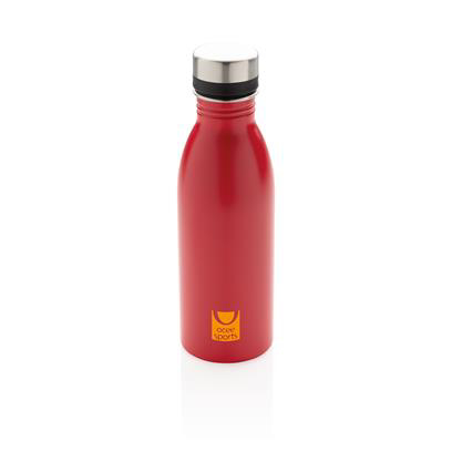 Navy Recycled Steel Deluxe Bottle in Red
