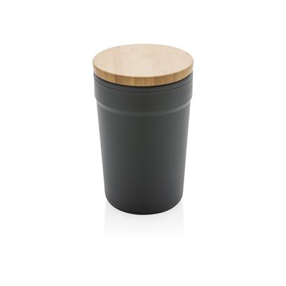 Grey mug with bamboo lid