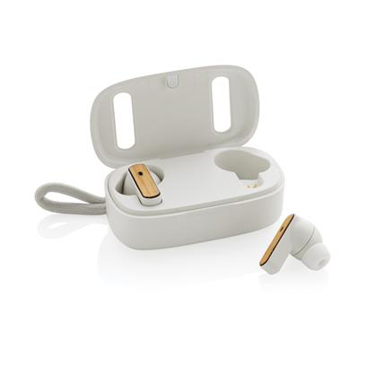 White TWS Earbuds with case open