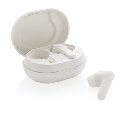 White Recycled Plastic Earbuds open