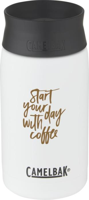 Hot cap 350ml insulated tumbler with print in White