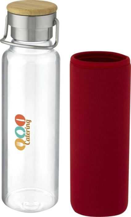 Thor 660ml glass bottle separate neoprene sleeve in red with print