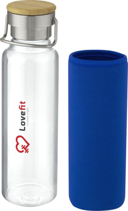 Thor 660ml glass bottle separate neoprene sleeve in blue with print