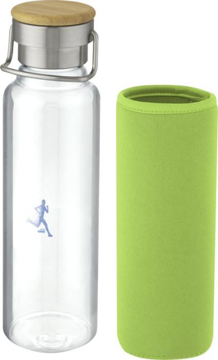 Thor 660ml glass bottle separate neoprene sleeve in lime with print