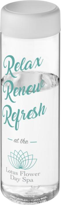 H2O Clear Bottle and White Lid with print