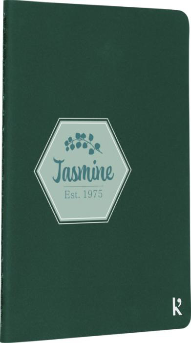 Karst A6 softcover journal with print in Dark Green