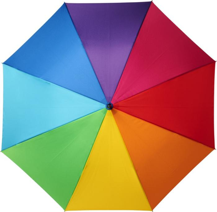 Rainbow umbrella birds eye view