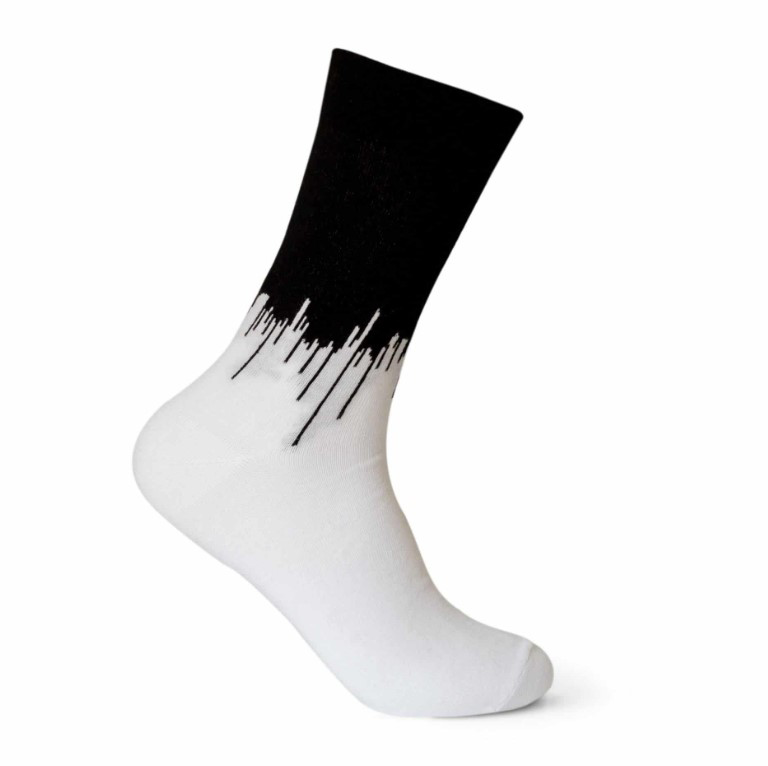 Black and White dripped crew socks