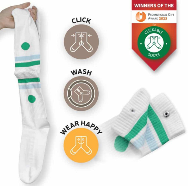 Clickable socks with award recognition