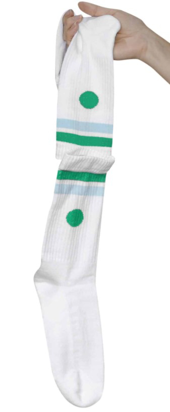 Clickable socks hung from hand