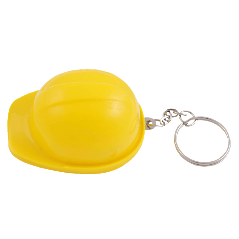 Yellow hard hat bottle opener keyring