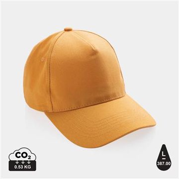 5 panel cap in sundial orange, made of recycled materials 