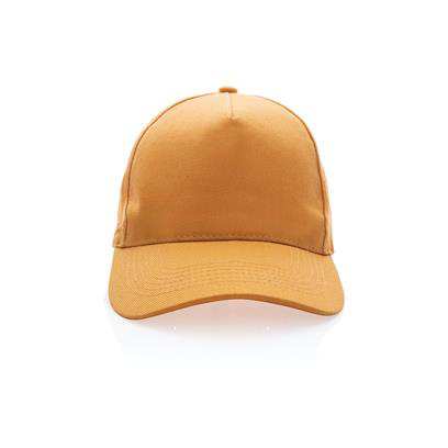 5 panel cap in sundial orange, made of recycled materials 