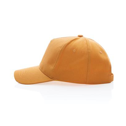 5 panel cap in sundial orange, made of recycled materials 