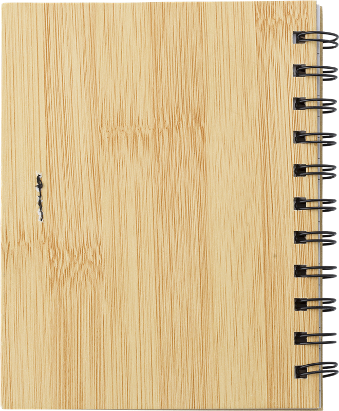 Wire bound notebook with a ballpen and mutlicoloured sticky notes (back of product) 