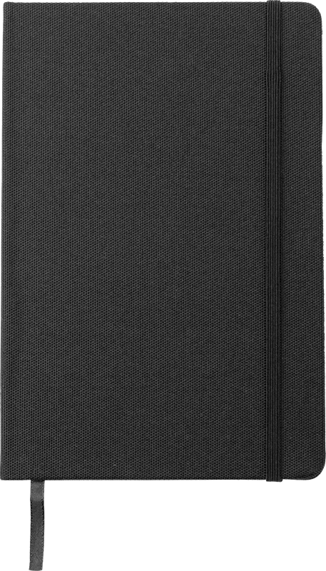 black A5 notebook from the front
