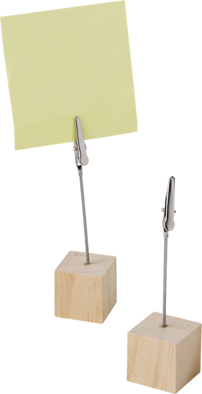 Two wooden holders with steel crocodile clip to hold photos or pieces of paper in place 