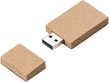 Show details for Cardboard USB drive Cardboard USB Drive, light brown colour, viewed from a diagonal angle with lid off.