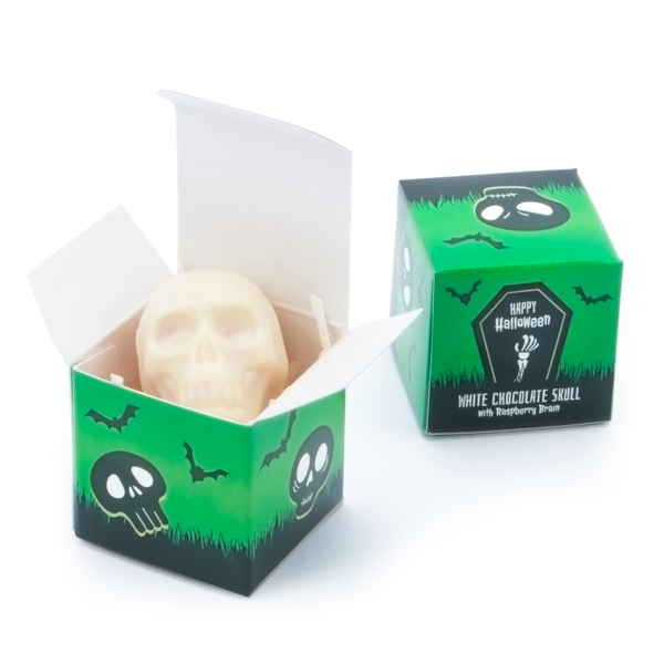 Eco Mini Cube White Chocolate Truffle Skull