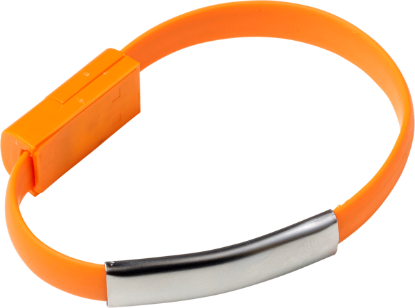 Orange scilicone wristband with a metal engraving plate 