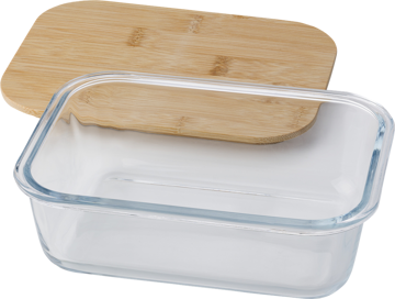 Show details for Glass lunchbox Glass lunchbox, rectangular shape, with a bamboo lid on the side