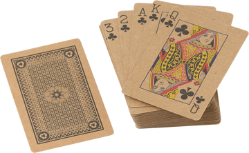 Show details for Recycled Paper Playing Cards brown colour recycled playing cards in a pile, with a fan of cards on the right hand side