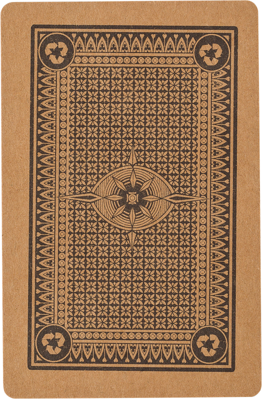 the back of brown colour recycled playing cards 