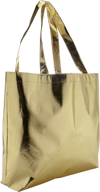 gold non-woven shopping bag from the side