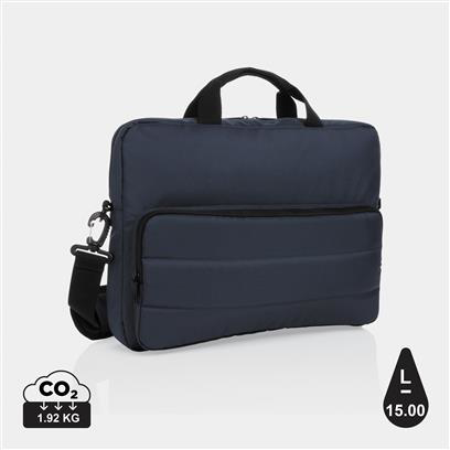 forwards facing navy laptop bag 15.6 inches, with a front pocket