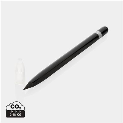 black aluminium inkless pen with a graphite tip and black eraser 