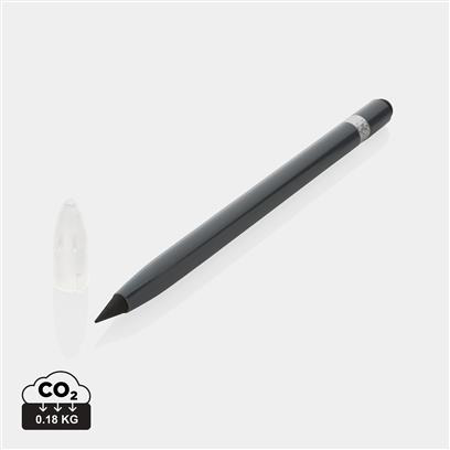 Grey aluminium inkless pen with a graphite tip and black eraser 