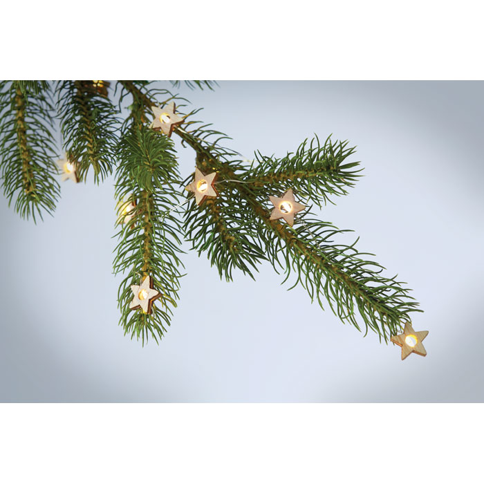 star shaped fairy lights on a christmas tree 