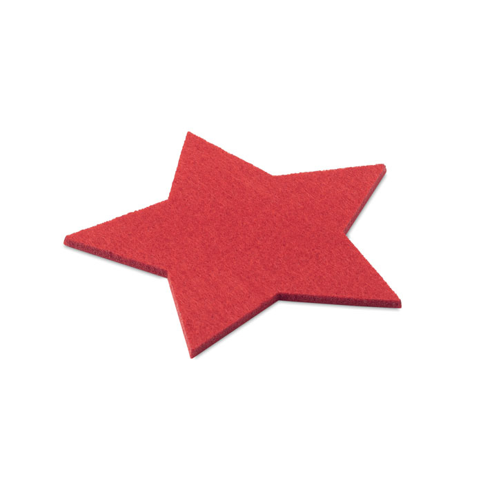 a red star coaster in felt RPET material 